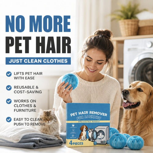 ⏳Buy 1 get 1 Free 🔥 4-Pack Scented Pet Hair Remover Laundry Balls – Fresh & Clean